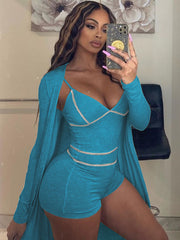 Two Piece Sleeveless Romper Cardigan