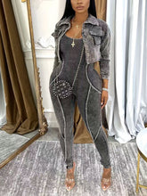 Two Pieces Crop Jacket Jumpsuit Set