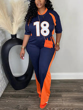 Two Piece Number Print Pants Sets Tracksuit