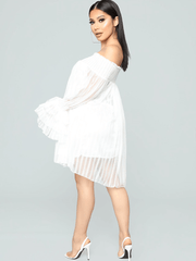 Mesh Off Shoulder Long Sleeve Mini Dress