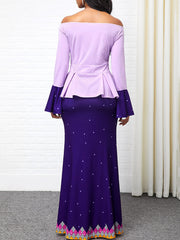 Long Sleeve Floral Print Ruffle Bodycon Maxi Dress