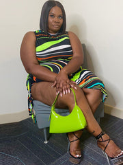 Sleeveless Striped Print Asymmetrical Mini Dress