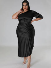 One Shoulder Lace Up Ruched Maxi Dress