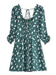 Spot Print Lace Up Bodycon Mini Dress