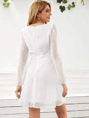 Long Lantern Sleeve Flowy Mini Dress