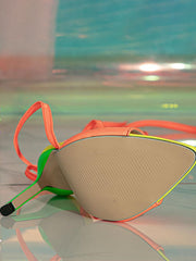 Colorful Fluorescent Tie Up Open Toe Heel