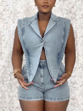 Sleeveless Elastic Waist Denim Romper
