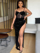 Sequins Sleeveless Split Maxi Dress