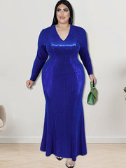 Long Sleeve Sequin Patchwork Maxi Dress