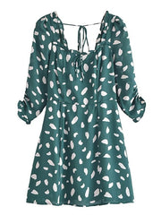 Spot Print Lace Up Bodycon Mini Dress