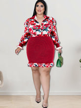 Long Sleeve Floral Print Patchwork Mini Dress