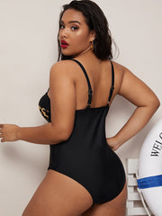 Plus Size Sleeveless Leopard Print Swimsuit