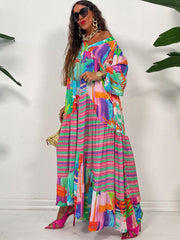 Long Sleeve Floral Print Bodycon Maxi Dress