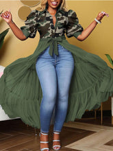 Mesh Patchwork Shirt Dress