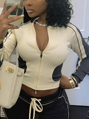 Stand Collar Slim Fit Jacket and Shorts Set