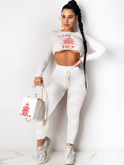 French Rib Two Piece Figure Print Pant Suit