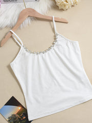Spaghetti Strap Top with Diamante Details