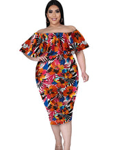 Off Shoulder Floral Print Bodycon Midi Dress