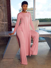 Two Piece Long Sleeve Split Top Pants