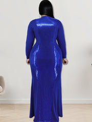 Long Sleeve Sequin Patchwork Maxi Dress