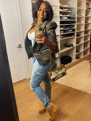 Long Sleeves Camouflage Print Jacket