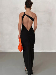 Sleeveless One Shoulder Bodycon Maxi Dress