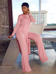 Two Piece Long Sleeve Split Top Pants