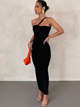 Sleeveless One Shoulder Bodycon Maxi Dress