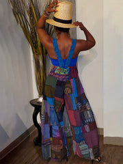 Sleeveless Plaid Print Overalls Jumpsuit