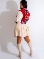 Long Sleeve Button Cartoon Baseball Jacket