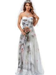 Halloween Sleeveless Ghost Bride Costume