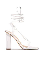 Solid Color Lace-Up Heeled Sandals