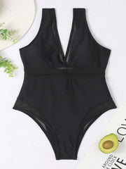 Sleeveless Mesh Patchwork Swimsuit