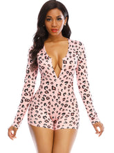 Long Sleeve Printed V Neck Romper