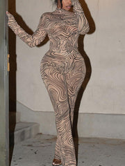 Mesh Turtleneck Crop Top Flared Pant Sets