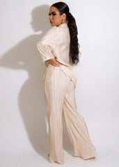 Two Piece Pleated Shirt Wide Leg Pants