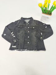 Denim Long Sleeve Ripped Bodycon Jacket