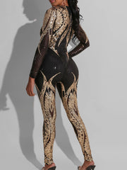 Long Sleeves Mesh Jumpsuit