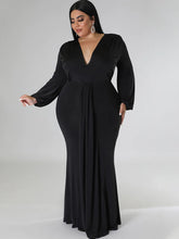 Long Sleeve V Neck Bodycon Maxi Dress