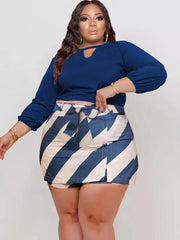 Long Sleeve Crop Top Short Pantskirt