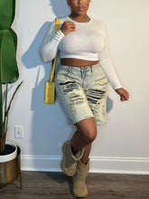 Distressed Patchwork Denim Shorts