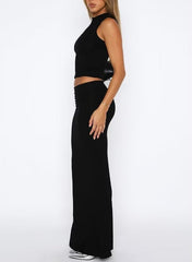 Two Piece Sleeveless Bodycon Top Ruched Skirt