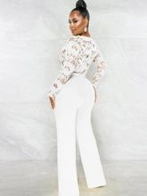 Lace Patchwork Long Sleeve V Neck Jumpsuit