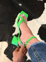 Crisscross Square Chunky Open Toe Heel