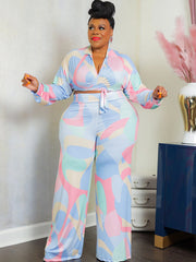 Two Piece Long Sleeve Houndstooth Top Pants