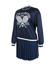 Printed Pullover Sweatshirt & Pleated Skirt Set