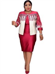 Two Piece Printed Cardigan & Midi Dress