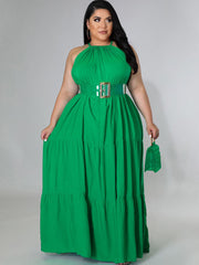 Plus Size Sleeveless Ruched Maxi Dress