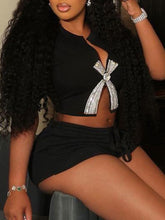 Rhinestone Split Hem Crop Top