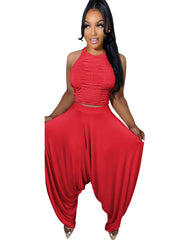 Two Piece Backless Crop Top Bloomers